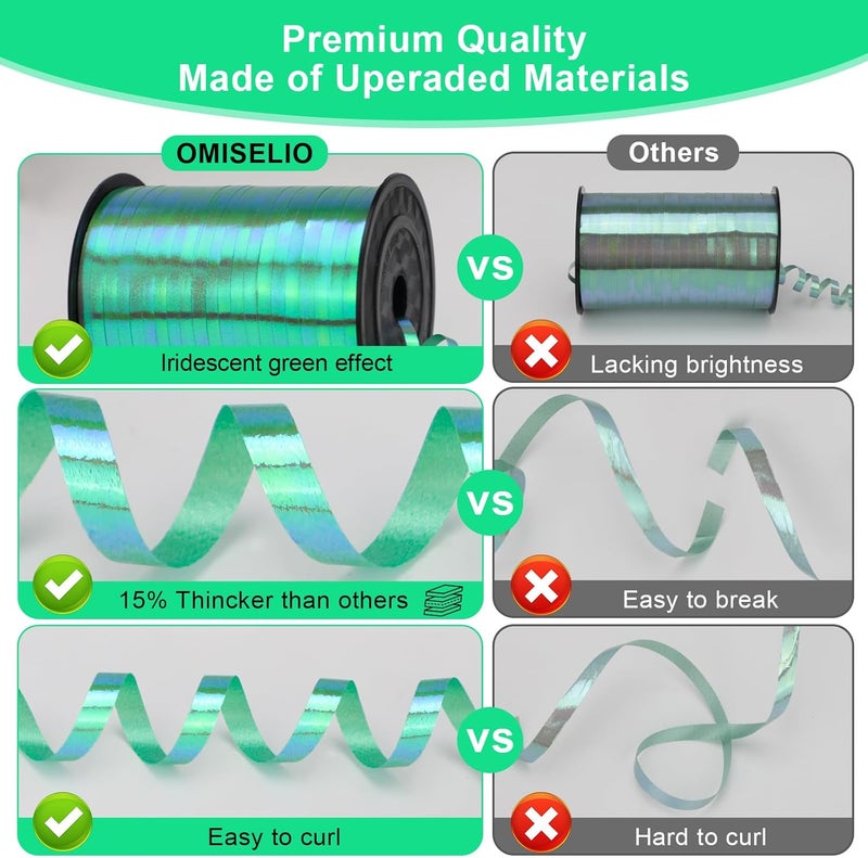OMISELIO Green Ribbon - Iridescent Green Curling Ribbon, 500 Yards - Gift Wrapping, Balloon String, St. Patrick's Day, Graduation - Image 4